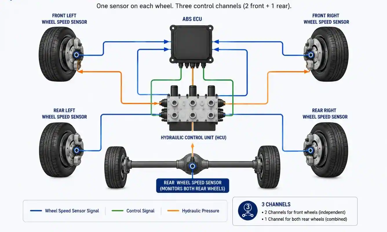 Three-Channel Four-Sensor ABS